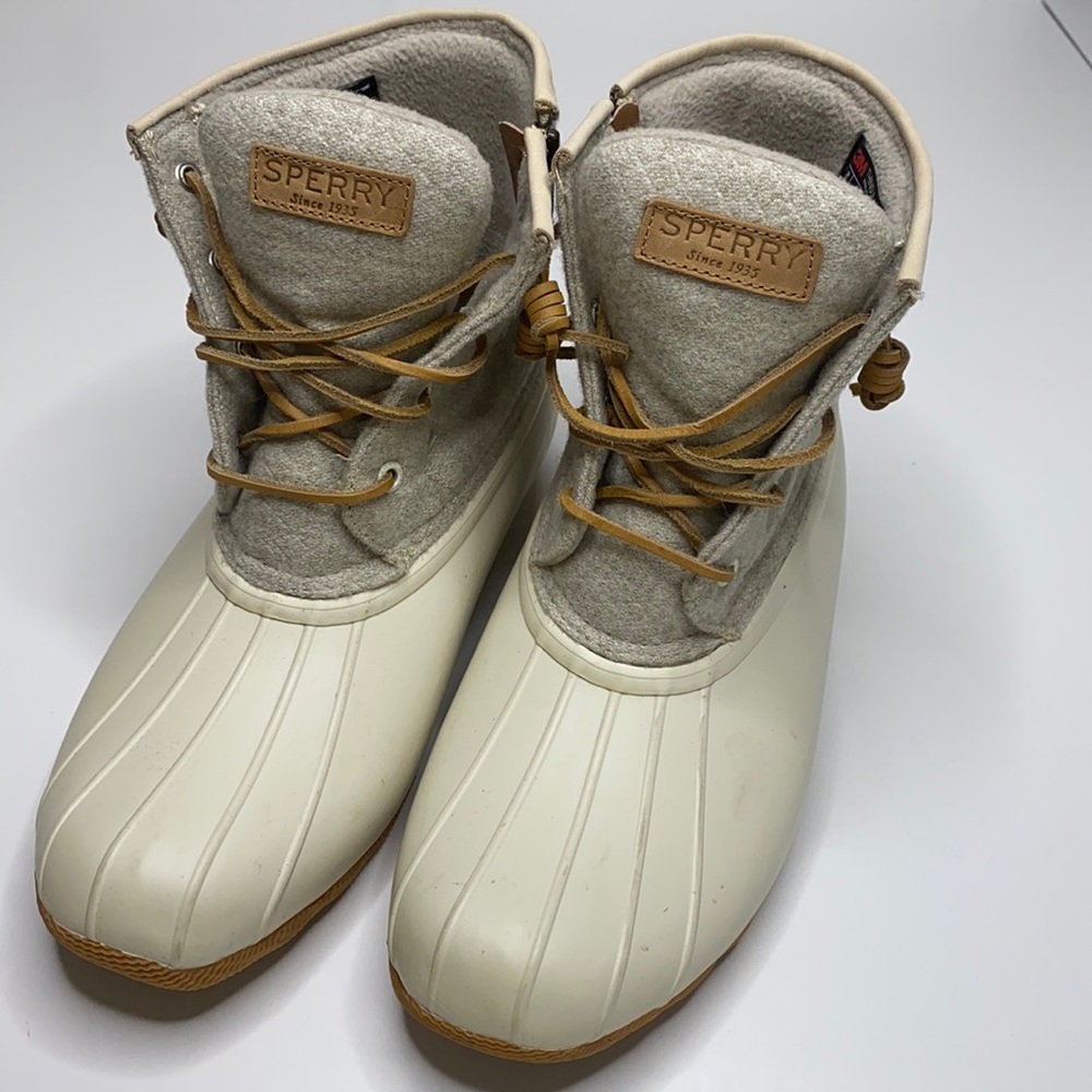 🥾 SPERRY Cream Wool Top Sider Water Duck Boots🥾